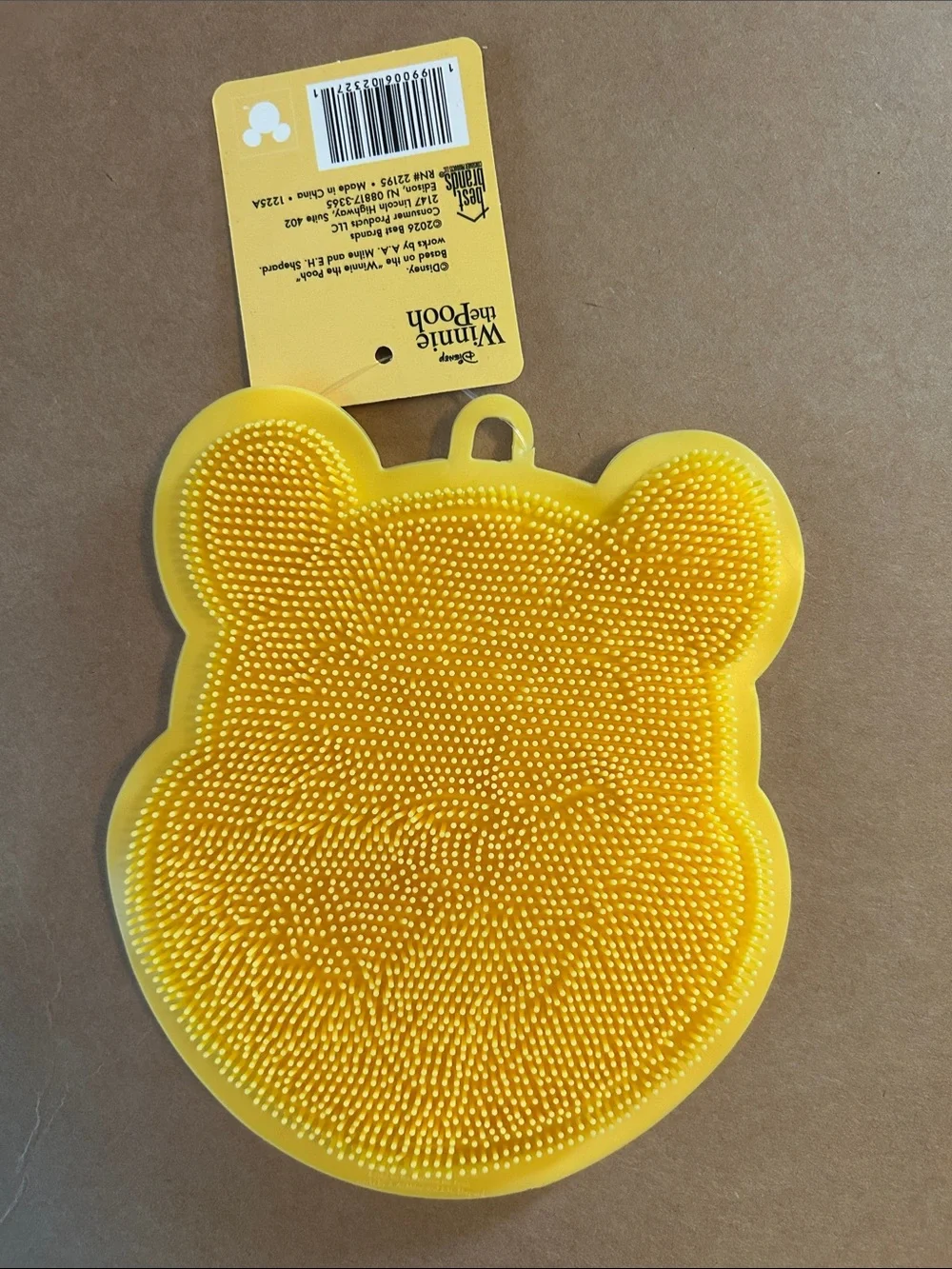 Silicone Winnie the Pooh Bear Scrubber with Hanging Loop